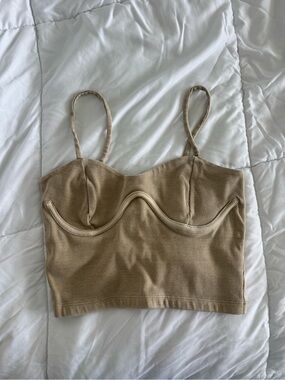 Forever 21 Beige Ribbed Bustier Crop Top